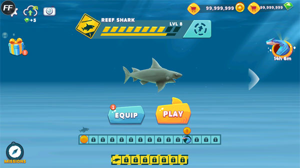 饥饿鲨进化(999999钻999999金币)